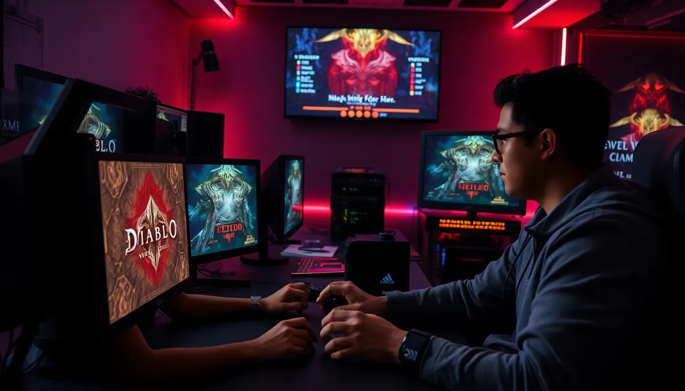 diverse gamers engaged in character customization for Diablo IV.